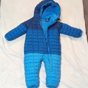 Snozu Blue Quilted Footie One Piece with Hood